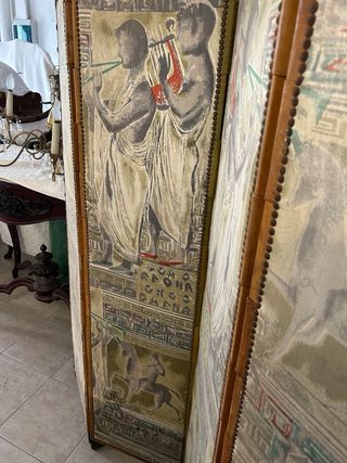Biombo antiguo 4 hojas seda