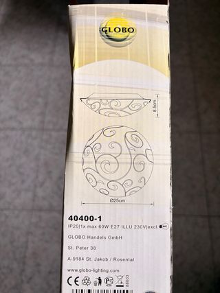 Plafón Globo Cristal y Plástico