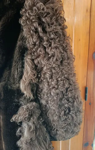 Abrigo vintage de piel natural astracán marrón