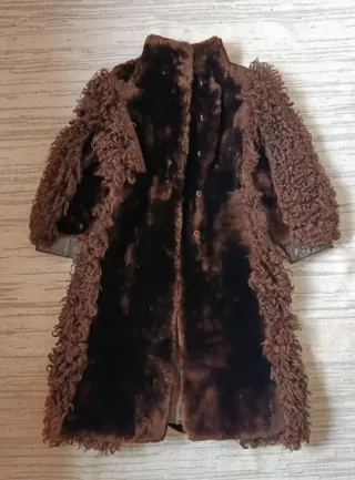 Abrigo vintage de piel natural astracán marrón