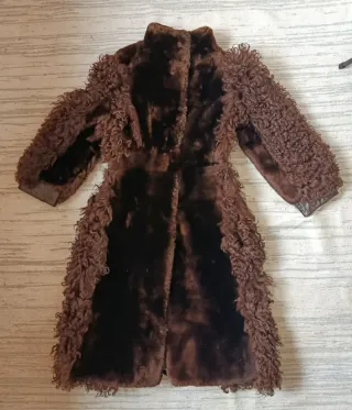 Abrigo vintage de piel natural astracán marrón