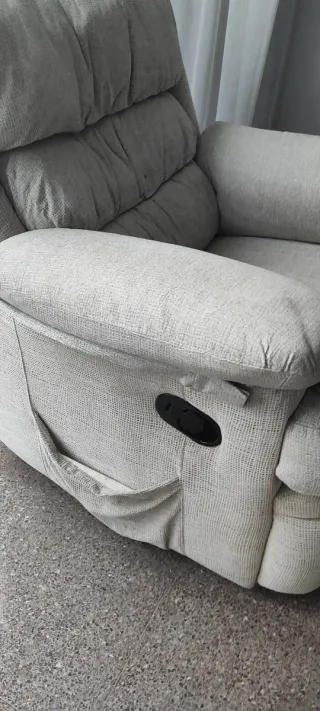 Sillón relax tela amtimanchas, beige.