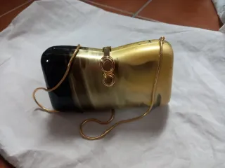 Bolso de fiesta clutch negro y dorado