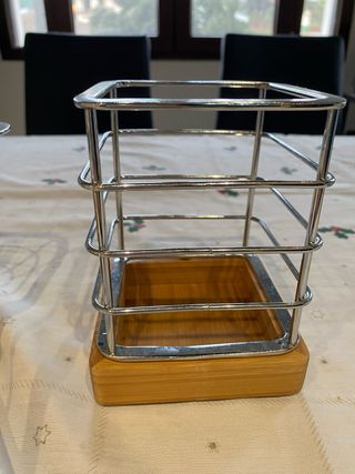 Cesta Frutero y cubiertos Metálico y Madera