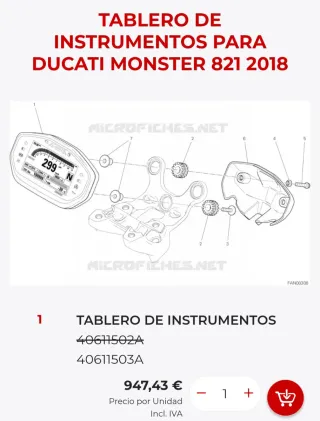 Pantalla LCD Display Ducati Monster 821 del 2018