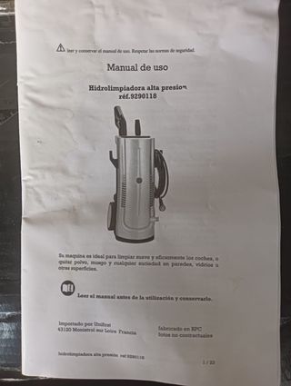 Hidrolimpiadora Alta Presión 1750W 120 bar