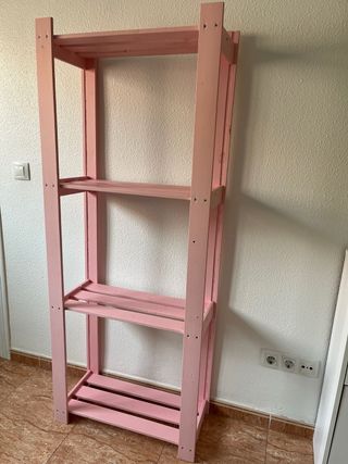 Estantería infantil de madera rosa