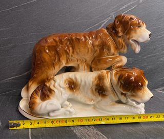 Statua vintage cani San Bernardo porcellana