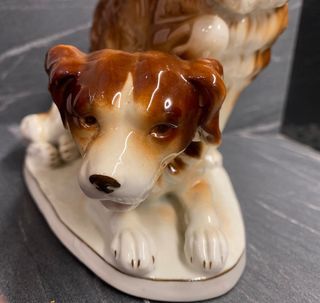 Statua vintage cani San Bernardo porcellana