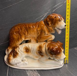Statua vintage cani San Bernardo porcellana