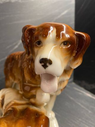 Statua vintage cani San Bernardo porcellana