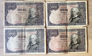 4 Billetes 5000 Pesetas España 1976
