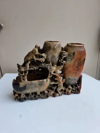 Escultura China Antigua Esteatita para pinceles