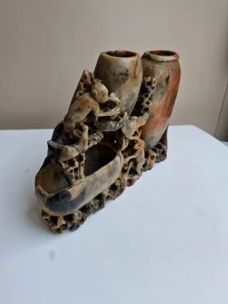 Escultura China Antigua Esteatita para pinceles