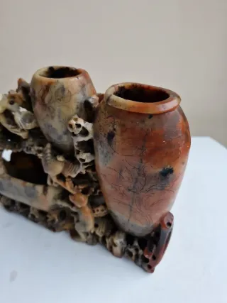 Escultura China Antigua Esteatita para pinceles