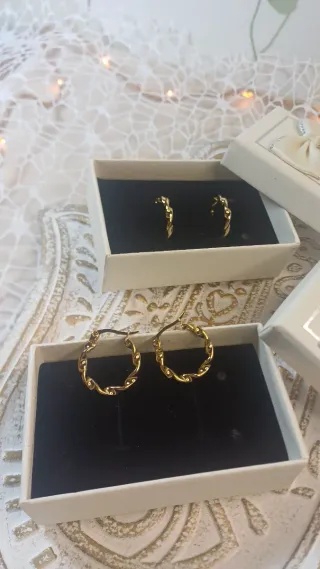 2 Pares Pendientes Chapado Oro 18k