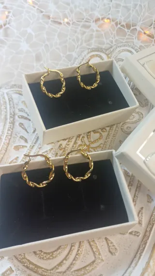 2 Pares Pendientes Chapado Oro 18k