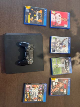 Consola PS4 Negra + mando + 6 Videojuegos