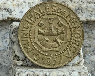 Moneda 25cts Menorca Guerra Civil 1937 S.C.