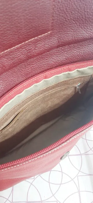 Bolso piel auténtica rojo apagado