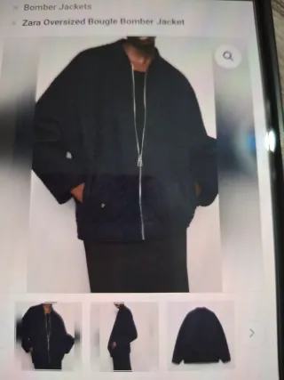 Chaqueta Bomber Zara Bouclé Negra