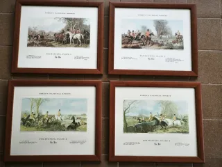 Set 4 Cuadros Caza Inglesa Fox Hunting