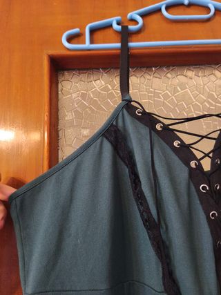 Abito Goth Verde Bottiglia Nero Pizzo