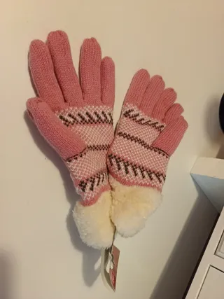 Guantes de lana Mountain rosas