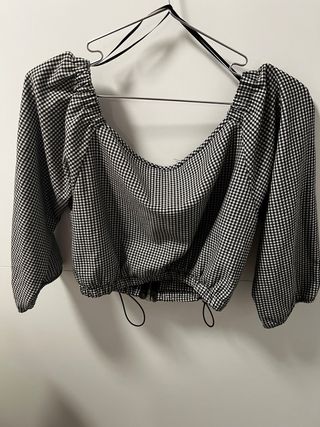 Sudadera corta Bershka cuadros S