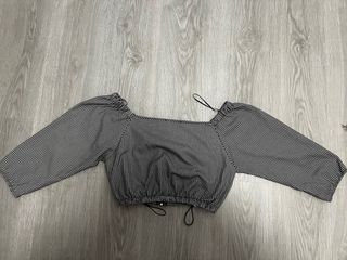 Sudadera corta Bershka cuadros S