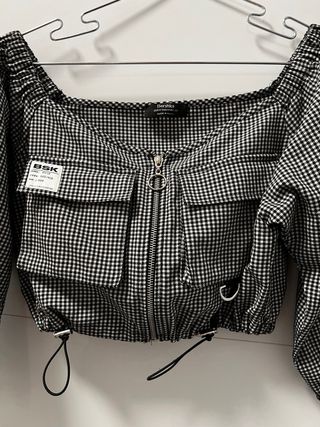 Sudadera corta Bershka cuadros S