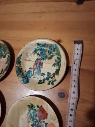 Lotto 5 sottobicchieri vintage bambù