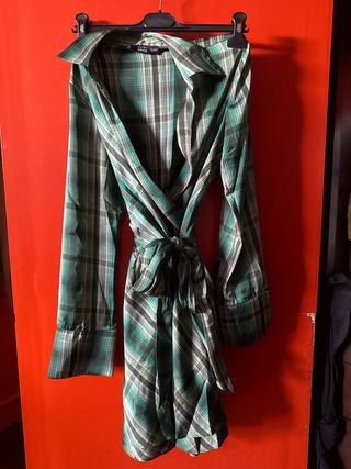 Vestido MNG cuadros verde talla M