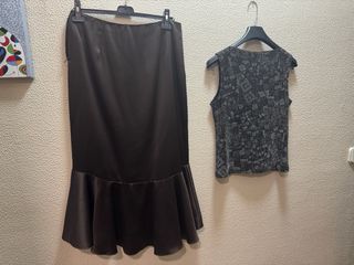 Conjunto de fiesta beige y marrón