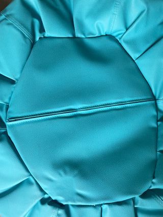 Puff pera polipiel azul turquesa