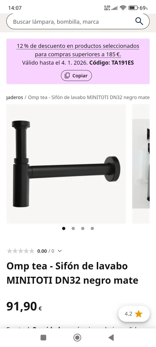 Sifón OMP TEA negro mate