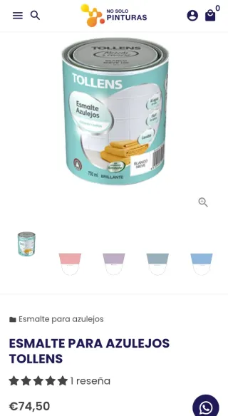 Esmalte Azulejos Tollens Blanco Brillo 2.5L