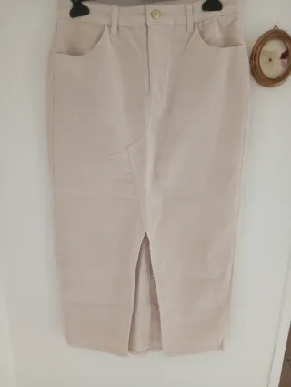 Gonna in velluto a coste panna