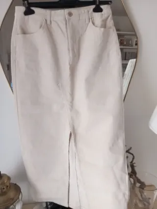 Gonna in velluto a coste panna