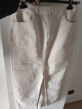 Gonna in velluto a coste panna