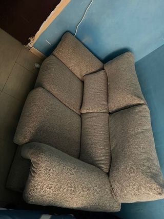 Sofá de tela 2 plazas beige/gris