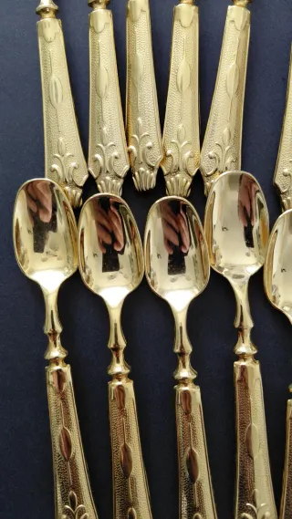 Set 12 Cucchiaini Dolce Argento 800 Dorato 310 gr