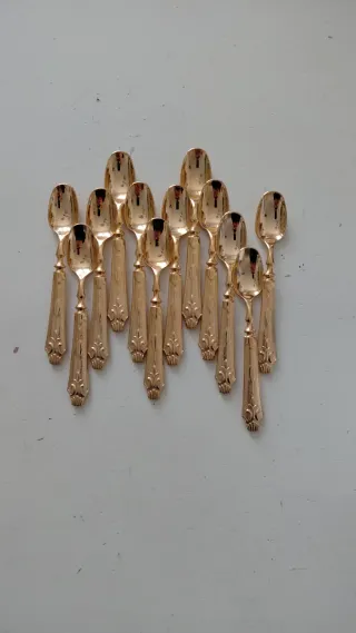 Set 12 Cucchiaini Dolce Argento 800 Dorato 310 gr
