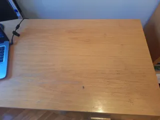 Cama escritorio y estanteria juvenil de madera