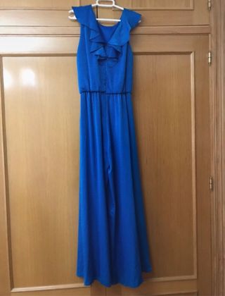 Mono celebraciones largo azul con flores