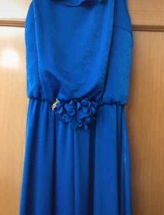 Mono celebraciones largo azul con flores