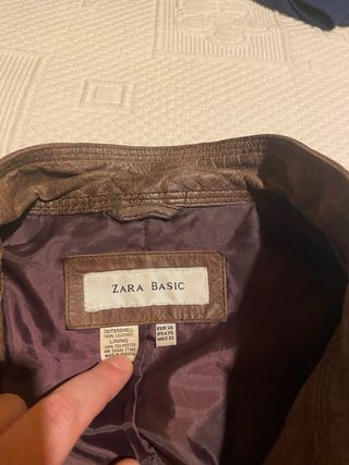 Cazadora de cuero Zara mujer marrón