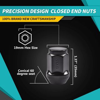 ZOFFI Tuercas de rueda M12 x 1,5 de color negro pa