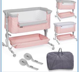 Minicuna colecho rosa con accesorios