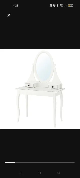 Tocador blanco IKEA con espejo ovalado